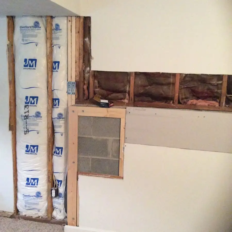Wall insulation replacement during Basement Flood Cleanup in Dudley